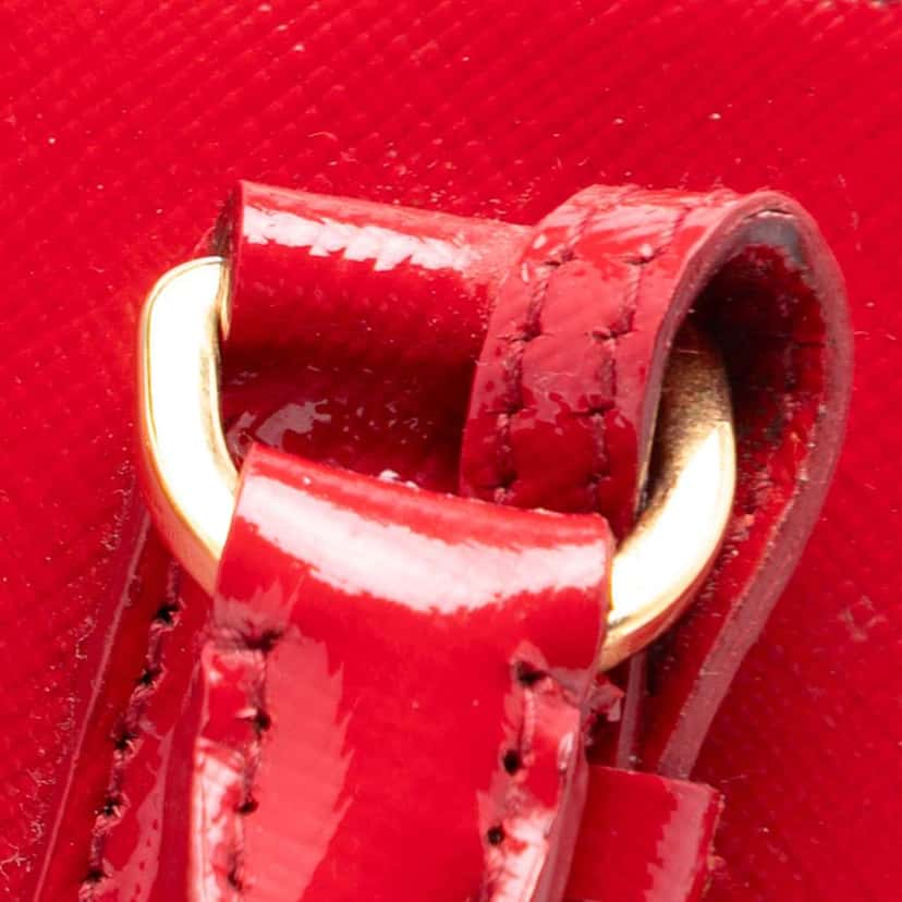 Prada Medium Saffiano Vernice Promenade Satchel Red Leather Very good condition - Box View