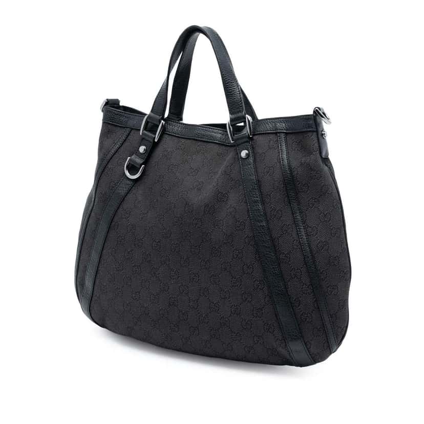 Gucci GG Denim Abbey D Ring Convertible Tote Black Denim Good condition - Back View