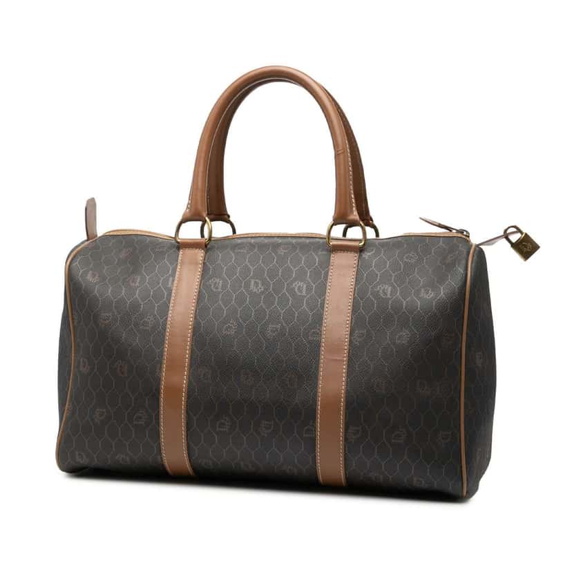 Dior Honeycomb Coated Canvas Boston Bag Black Canvas Good condition - Back View