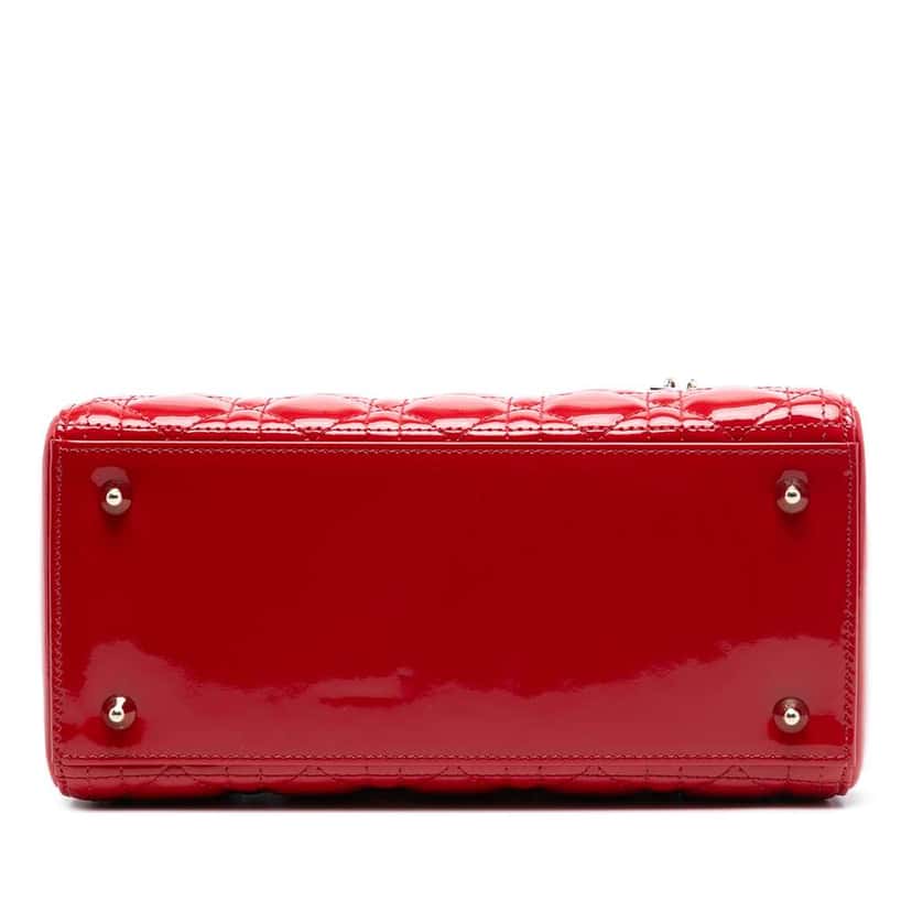 Dior Medium Patent Cannage Lady Dior Red Leather Good condition - Inside View
