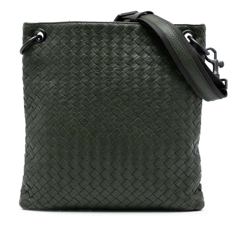 Bottega Veneta Nappa Intrecciato Crossbody Green Leather Good condition - Front View