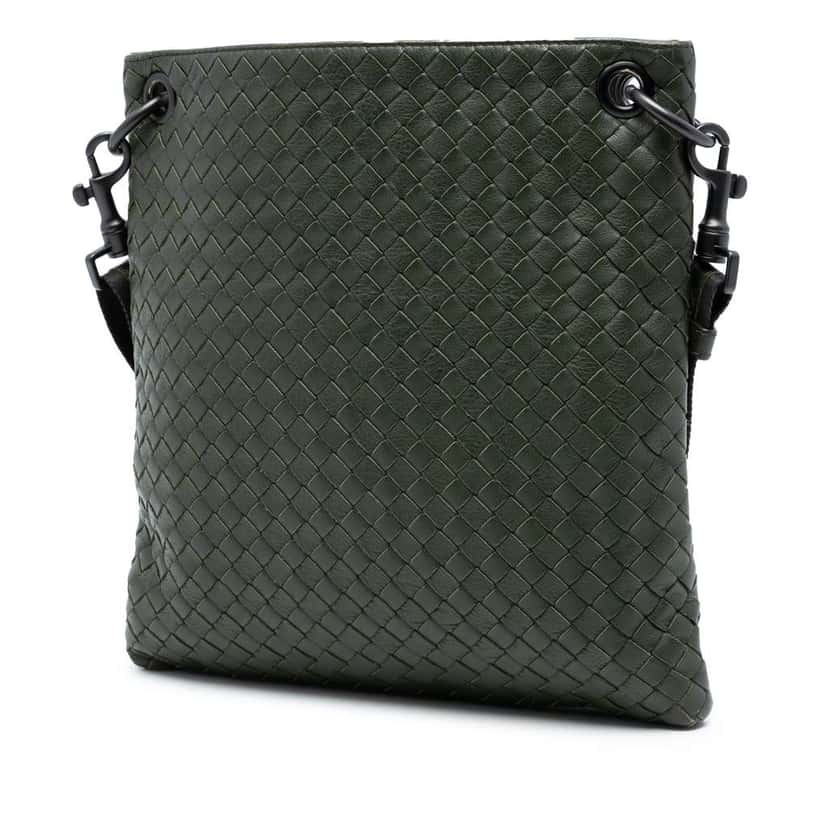 Bottega Veneta Nappa Intrecciato Crossbody Green Leather Good condition - Back View