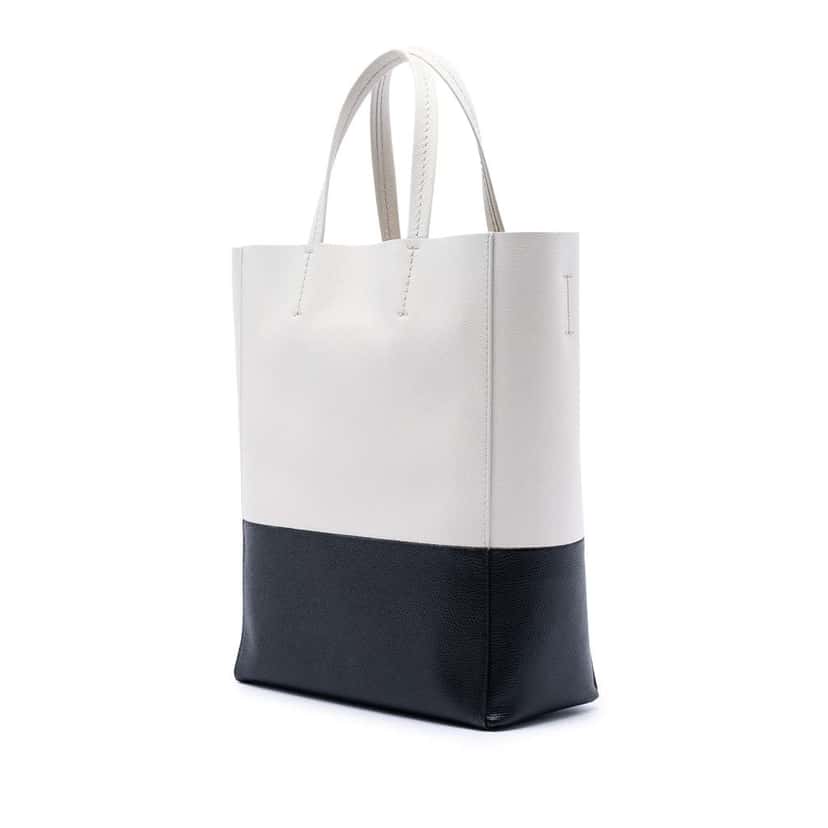 Celine Small Bicolor Grained Calfskin Vertical Cabas Tote White Leather Very good condition - Back View