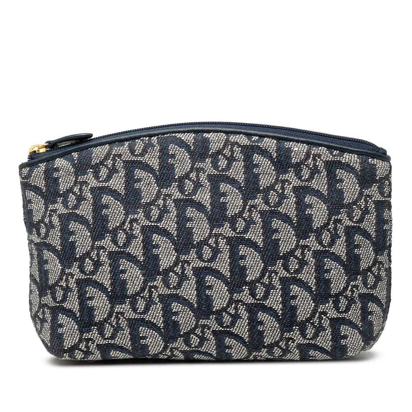 Dior Diorissimo Trotter Canvas Cosmetic Pouch Blue Canvas Very good condition - Front View