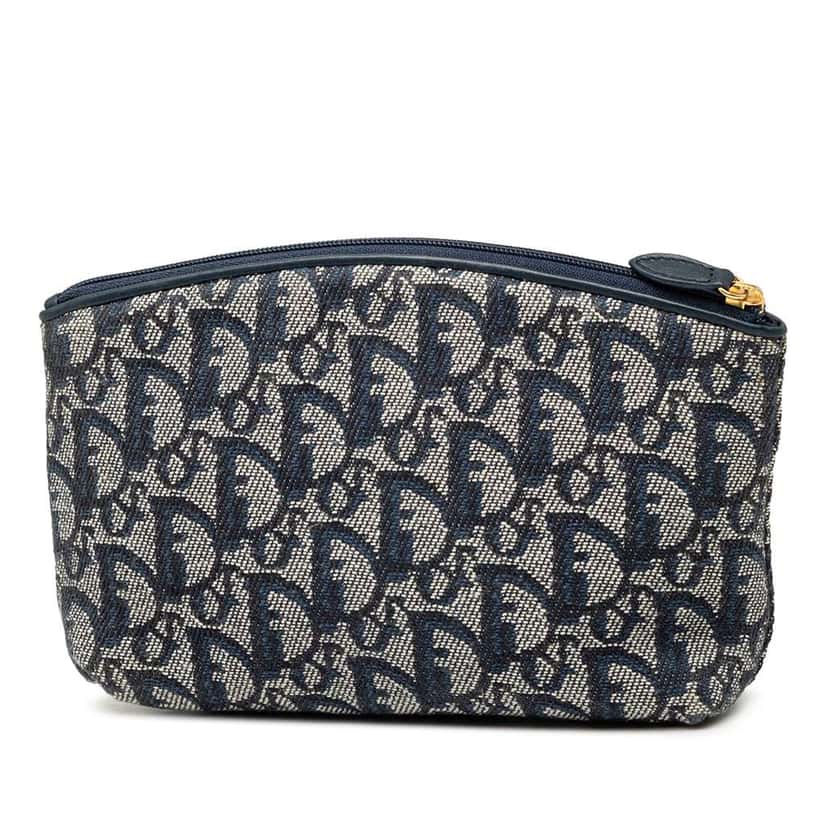 Dior Diorissimo Trotter Canvas Cosmetic Pouch Blue Canvas Very good condition - Back View