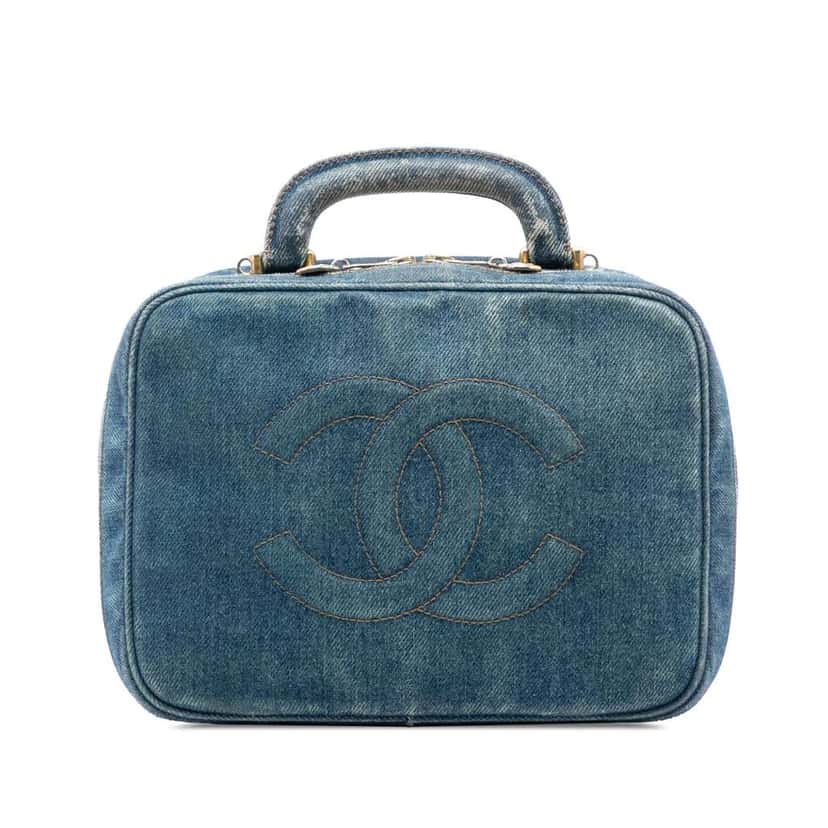 Chanel CC Denim Vanity Bag Blue Denim Very good condition - Front View