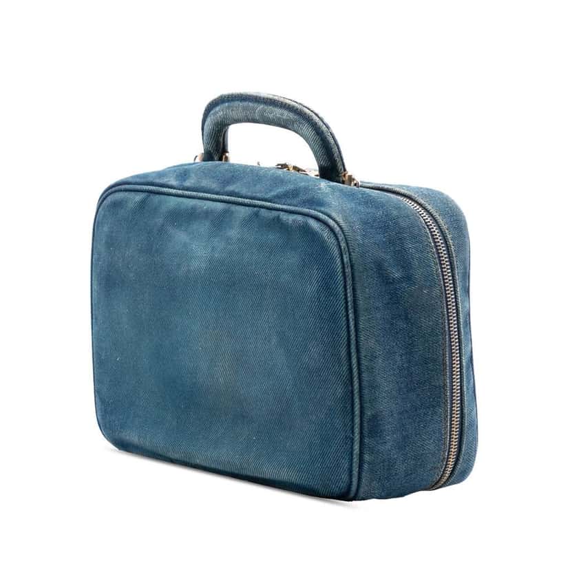 Chanel CC Denim Vanity Bag Blue Denim Very good condition - Back View