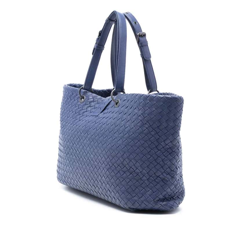 Bottega Veneta Large Nappa Intrecciato Capri Tote Blue Leather Good condition - Back View