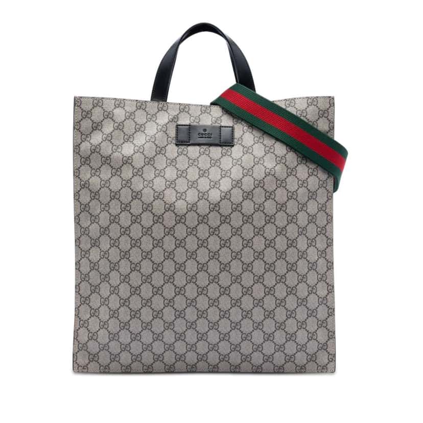 Gucci GG Supreme Web Vertical Satchel Brown Canvas Good condition - Front View