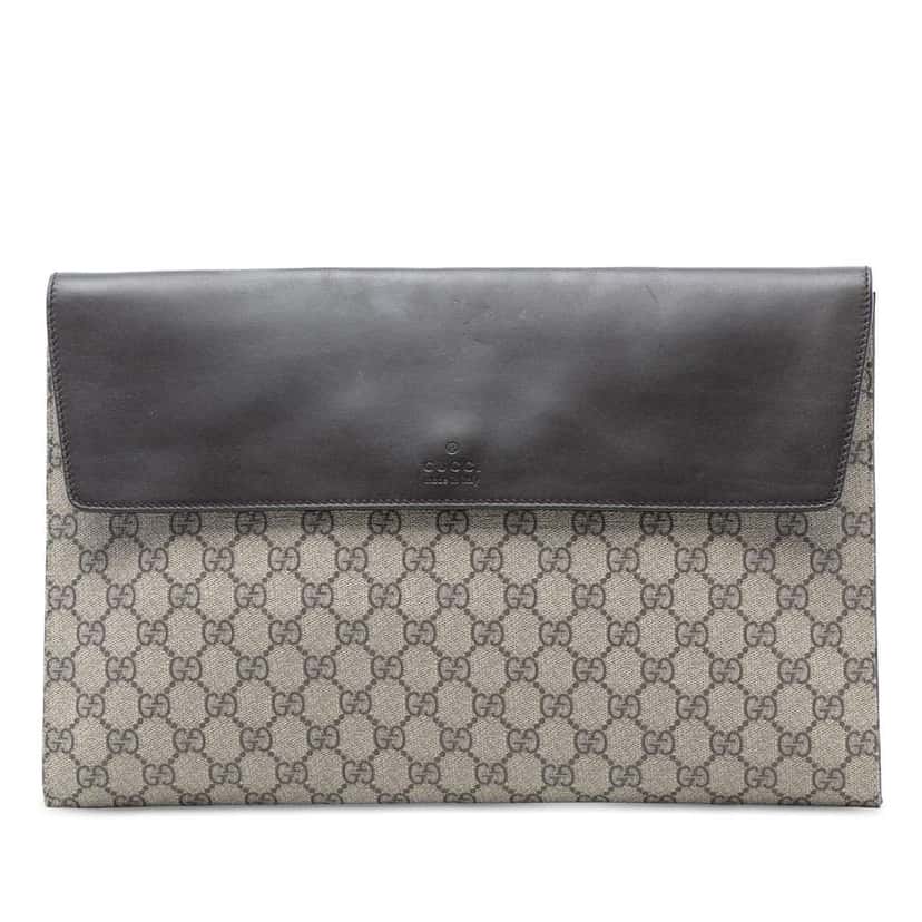 Gucci GG Supreme Envelope Clutch Brown Canvas Very good condition - Front View