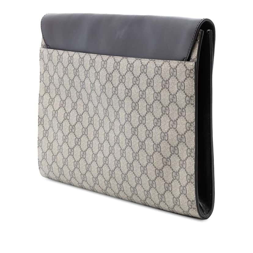 Gucci GG Supreme Envelope Clutch Brown Canvas Very good condition - Back View