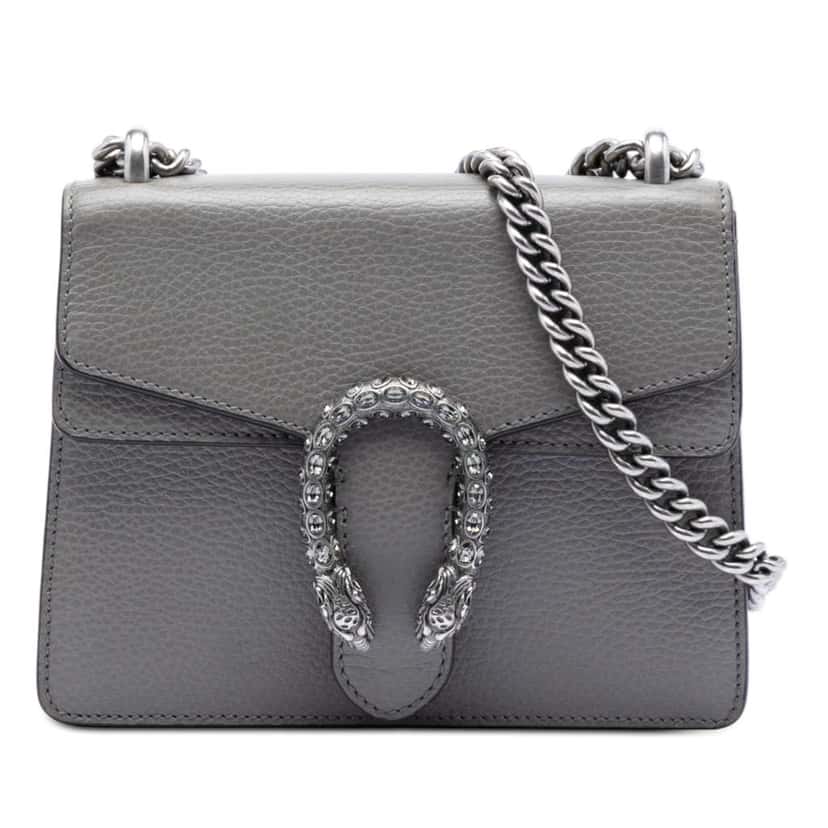 Gucci Small Leather Dionysus Crossbody Grey Leather Good condition - Front View