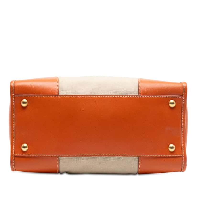 Prada Saffiano Trimmed Canvas Canapa Satchel Brown Canvas Very good condition - Inside View