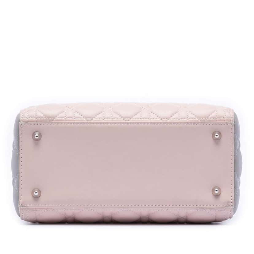 Dior Medium Tricolor Lambskin Cannage Lady Dior Pink Leather Very good condition - Inside View