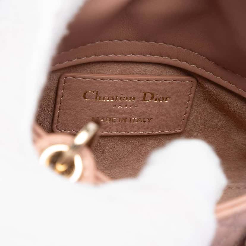 Dior Micro Lambskin Cannage Lady Dior Brown Leather Good condition - Box View