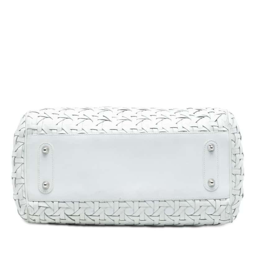 Dior Woven Lambskin Lady Dior Avenue Tote White Leather Good condition - Inside View