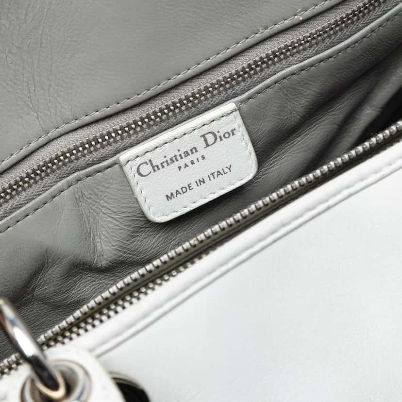 Dior Woven Lambskin Lady Dior Avenue Tote White Leather Good condition - Box View