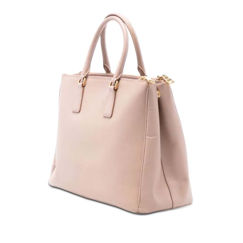 Prada Large Saffiano Lux Galleria Double Zip Tote Pink Leather Good condition - Back View