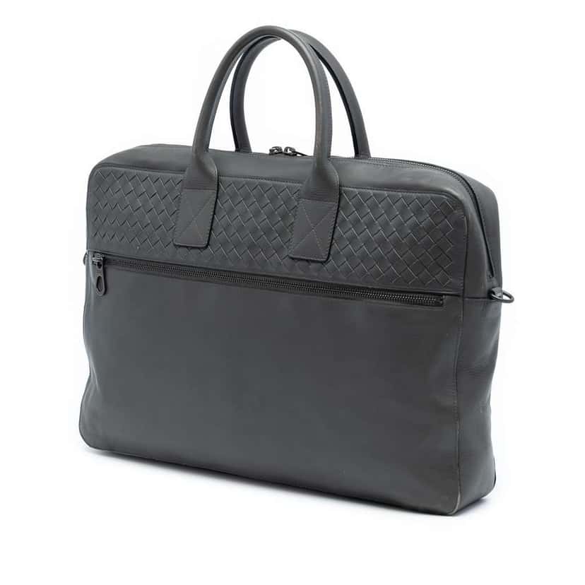 Bottega Veneta Nappa Intrecciato Business Bag Grey Leather Good condition - Back View