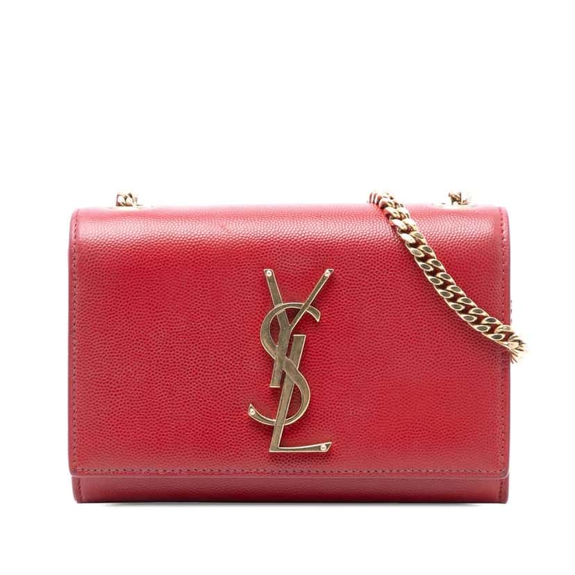 Saint Laurent Small Leather Monogram Kate Crossbody Red Leather Very good condition - Front View