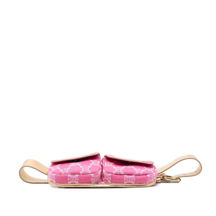 Celine Macadam Denim Double Pocket Belt Bag Pink Denim Very good condition - Inside View