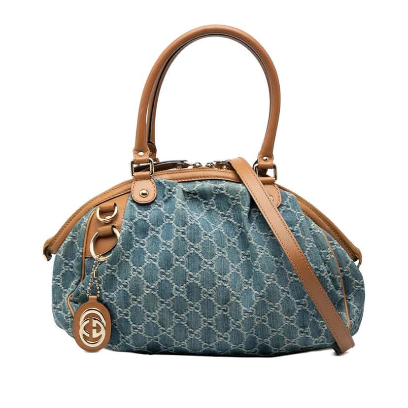 Gucci GG Denim Sukey Satchel Blue Denim Good condition - Front View