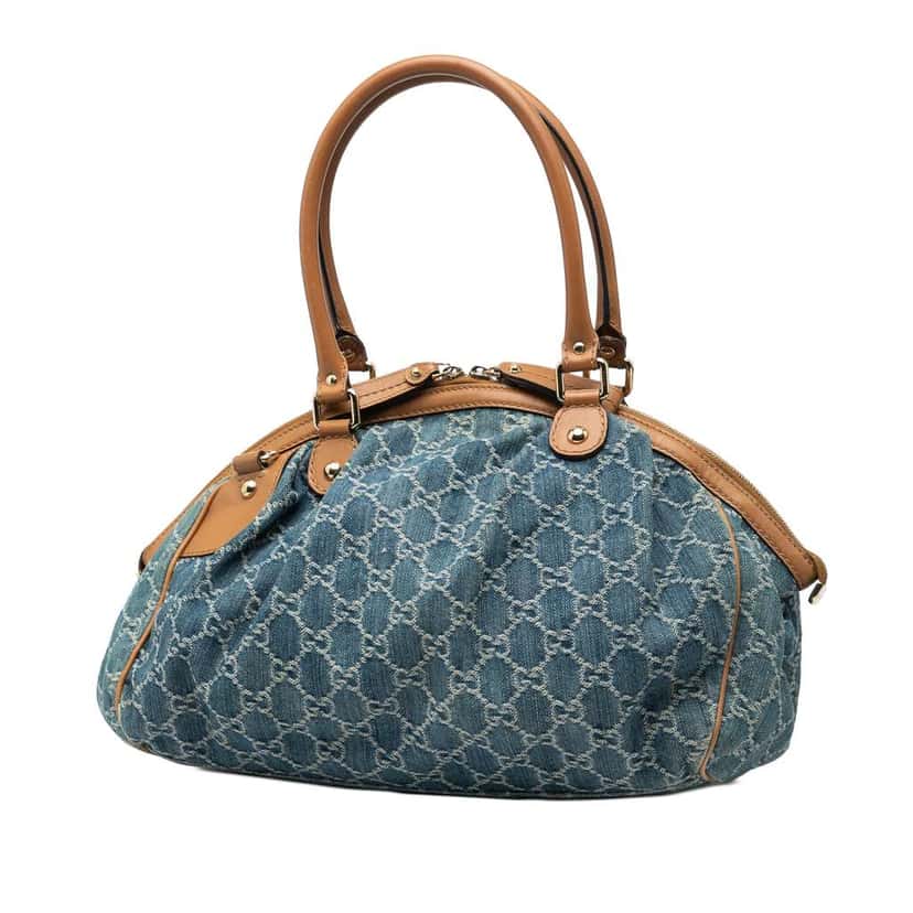 Gucci GG Denim Sukey Satchel Blue Denim Good condition - Back View