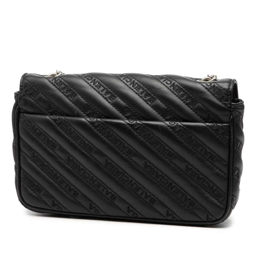 Balenciaga Embossed Leather Allover Logo BB Wallet on Chain Black Leather Very good condition - Back View