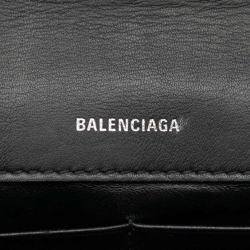Balenciaga Embossed Leather Allover Logo BB Wallet on Chain Black Leather Very good condition - Box View