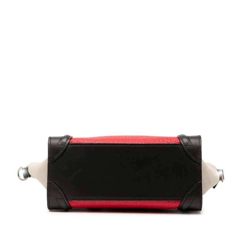 Celine Nano Tricolor Nubuck and Calfskin Luggage Tote Red Leather Good condition - Inside View