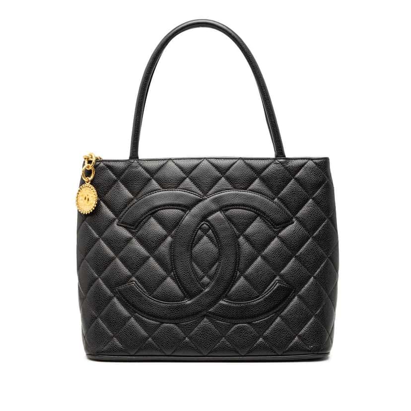 Chanel Caviar Medallion Tote Black Leather Good condition - Front View