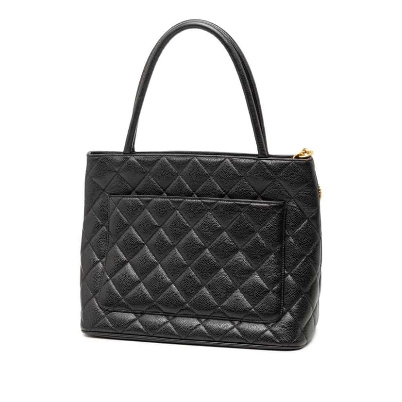 Chanel Caviar Medallion Tote Black Leather Good condition - Back View