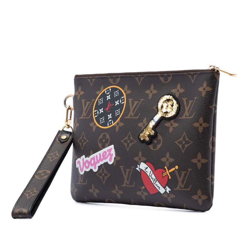Louis Vuitton Monogram Patches City Pouch Brown Good condition - Back View