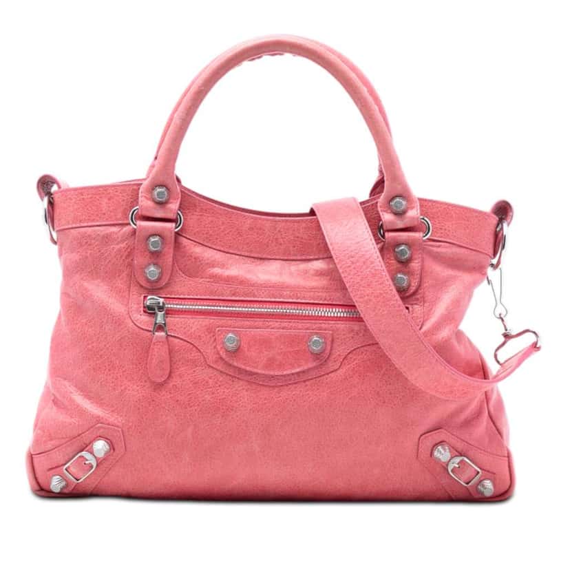 Balenciaga Lambskin Motocross Giant 12 Town Satchel Pink Leather Good condition - Front View