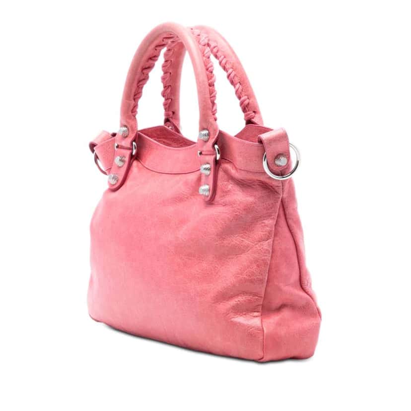 Balenciaga Lambskin Motocross Giant 12 Town Satchel Pink Leather Good condition - Back View