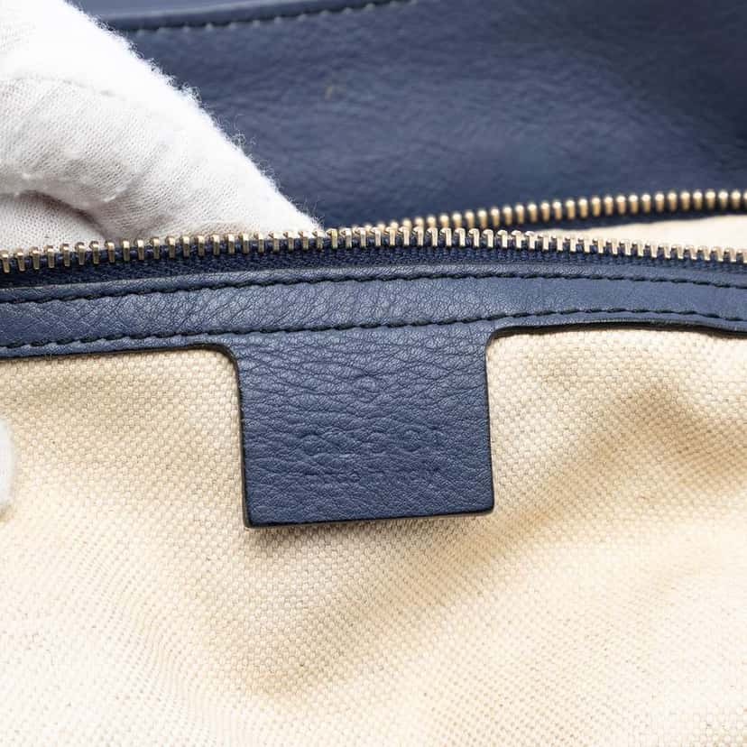 Gucci Large Guccissima Emily Chain Shoulder Bag Blue Leather Good condition - Box View