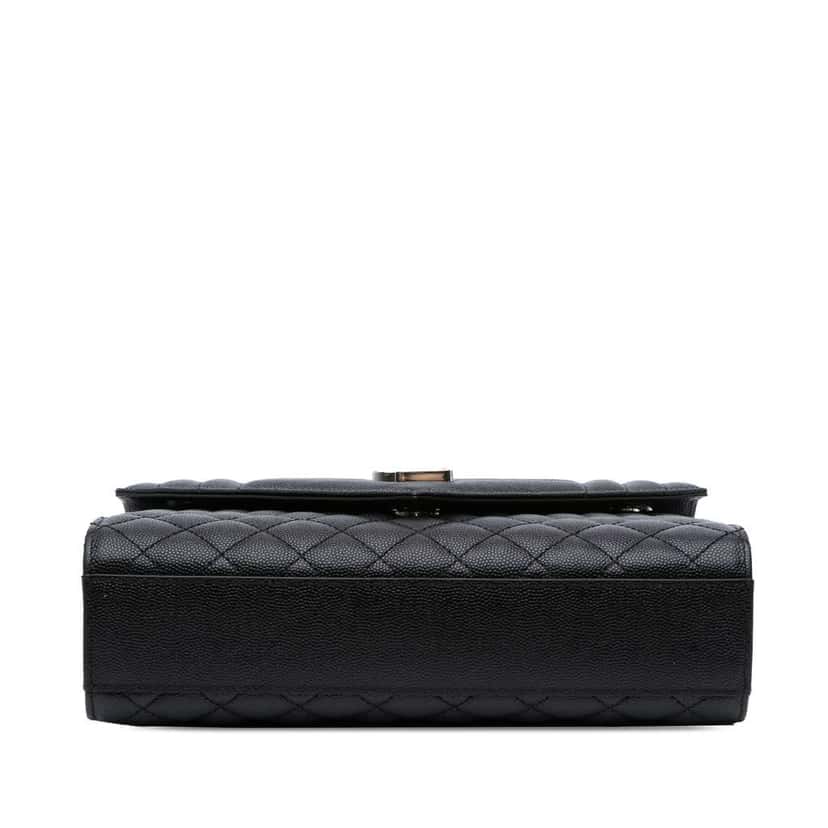 Saint Laurent Medium Grain De Poudre Triquilt Monogram Envelope Bag Black Leather Good condition - Inside View