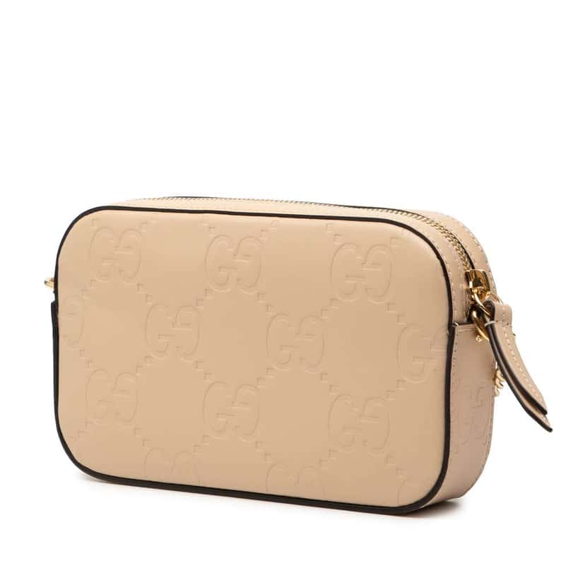 Gucci Super Mini GG Debossed Calf Chain Wallet Brown Leather Good condition - Back View