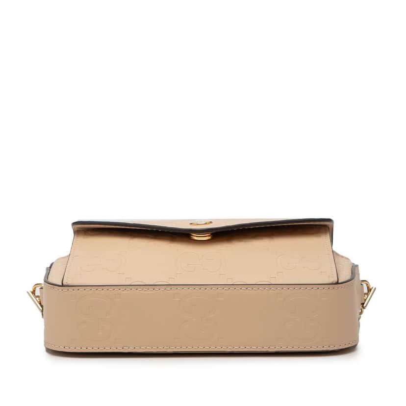 Gucci Super Mini GG Debossed Calf Chain Wallet Brown Leather Good condition - Inside View