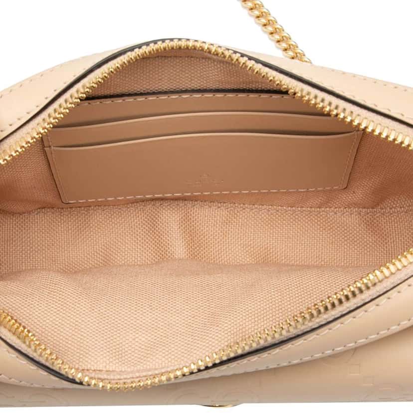 Gucci Super Mini GG Debossed Calf Chain Wallet Brown Leather Good condition - Model View