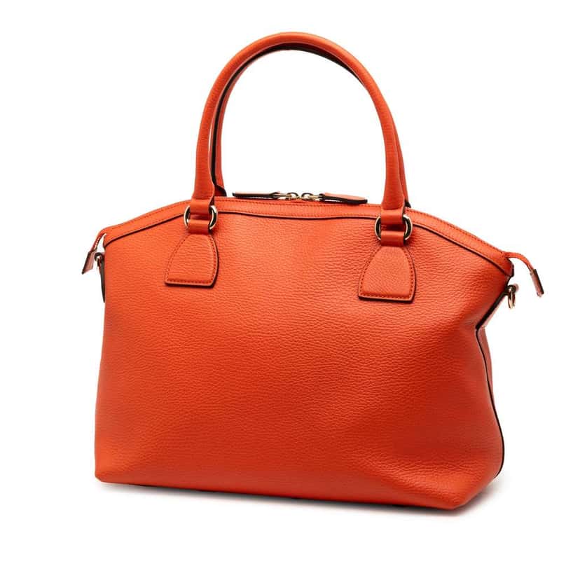 Gucci Medium Leather GG Charm Dome Satchel Orange Leather Very good condition - Back View