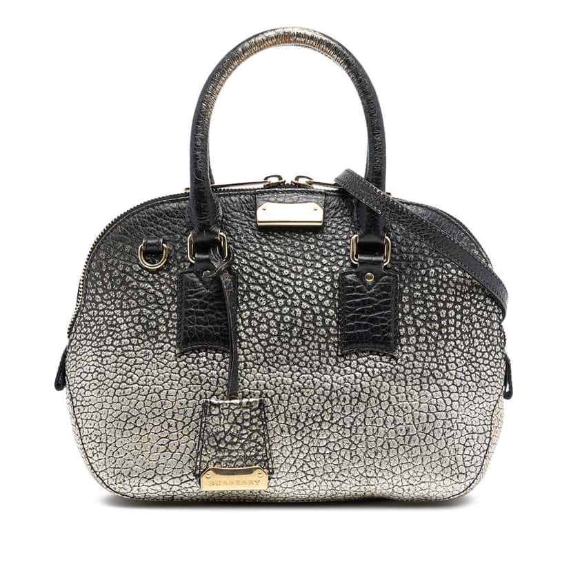 Burberry Small Ombre Metallic Grained Calfskin Orchard Bowling Bag Gold Leather Very good condition - Front View
