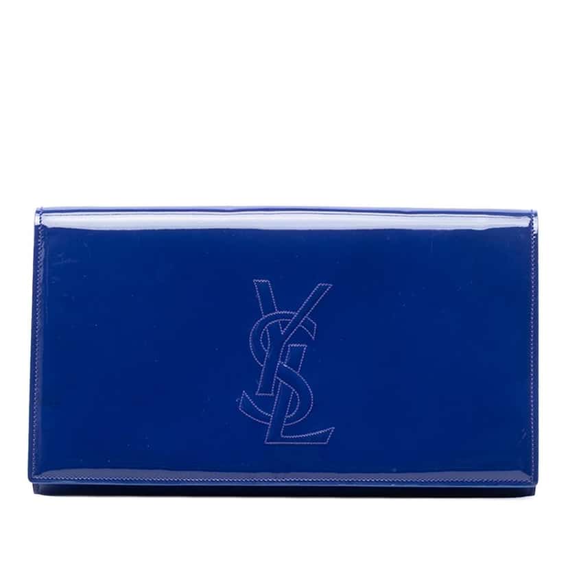 Saint Laurent Patent Belle Du Jour Clutch Blue Leather Very good condition - Front View
