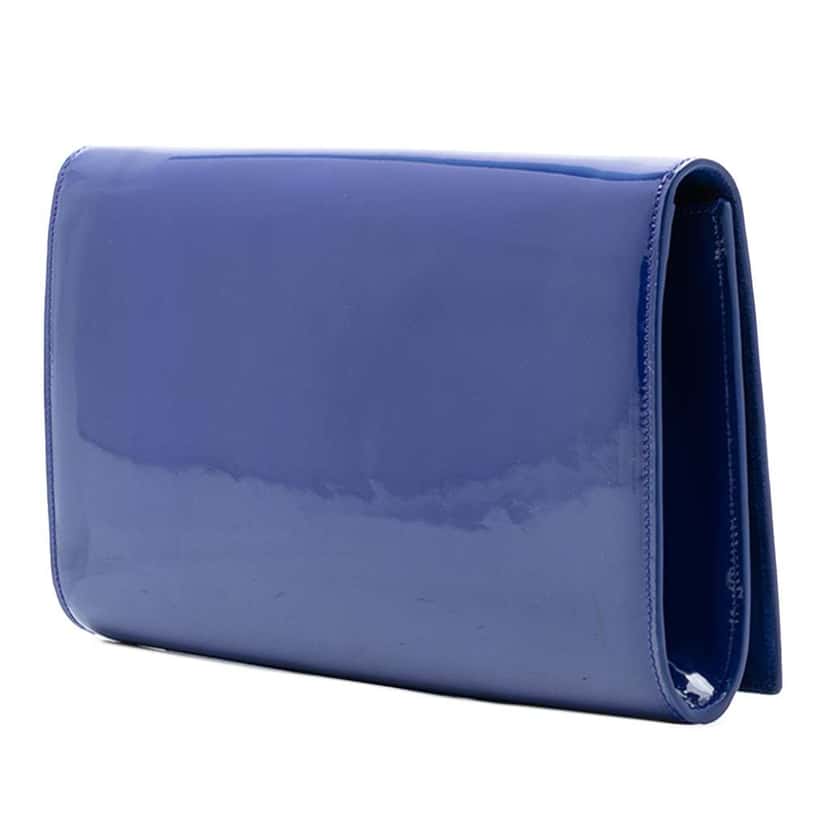 Saint Laurent Patent Belle Du Jour Clutch Blue Leather Very good condition - Back View