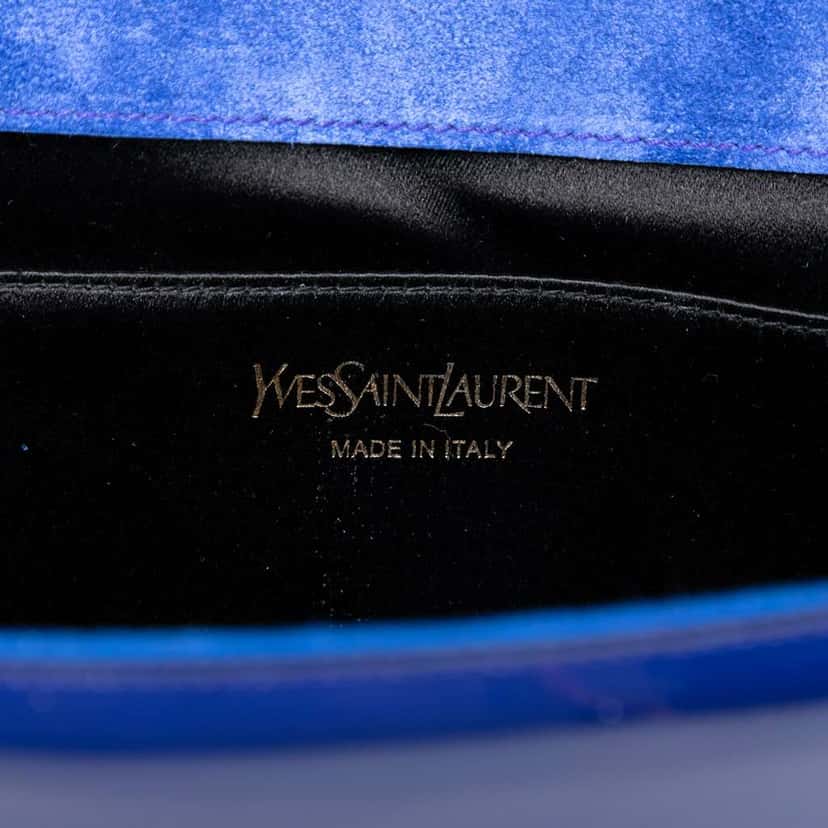 Saint Laurent Patent Belle Du Jour Clutch Blue Leather Very good condition - Box View