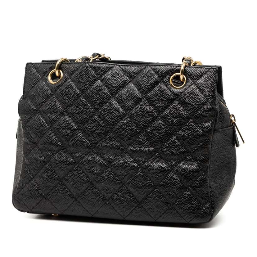 Chanel Petite Caviar Timeless Tote Black Leather Good condition - Back View