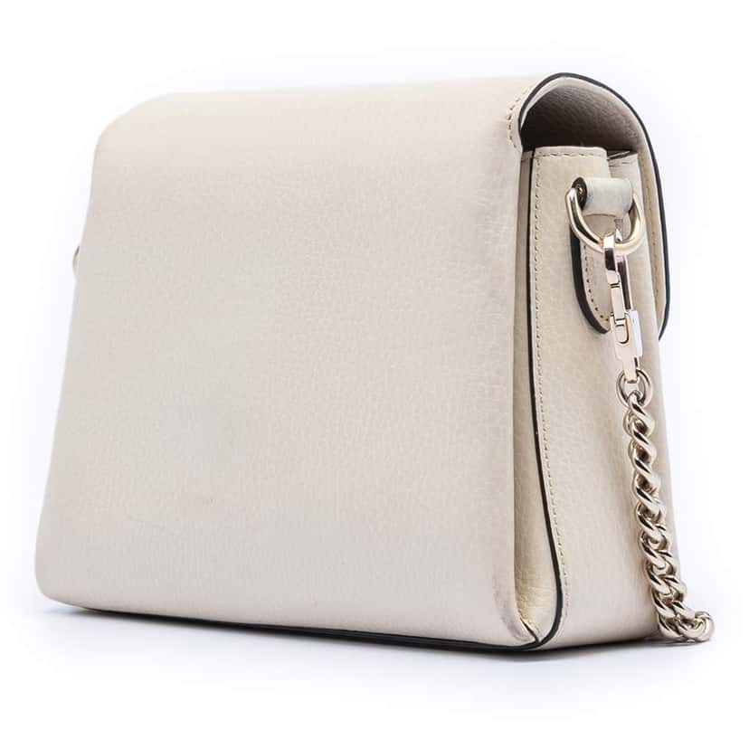 Gucci Small Dollar Calfskin Interlocking G Crossbody White Leather Very good condition - Back View