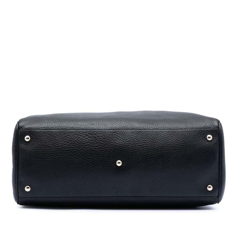 Gucci Large Calfskin Bamboo Shopper Satchel Black Leather Good condition - Inside View