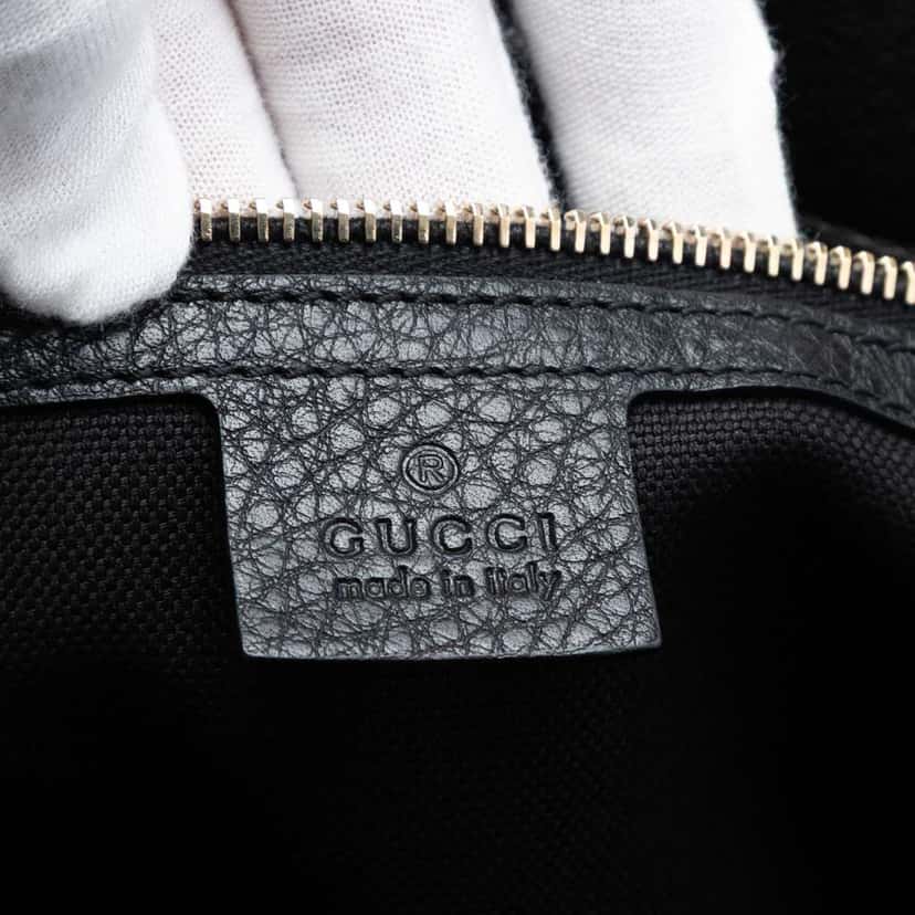 Gucci Large Calfskin Bamboo Shopper Satchel Black Leather Good condition - Box View