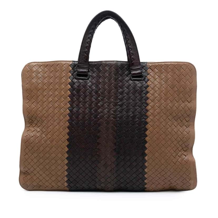 Bottega Veneta Nappa Intrecciato Club Fume Briefcase Brown Leather Good condition - Front View
